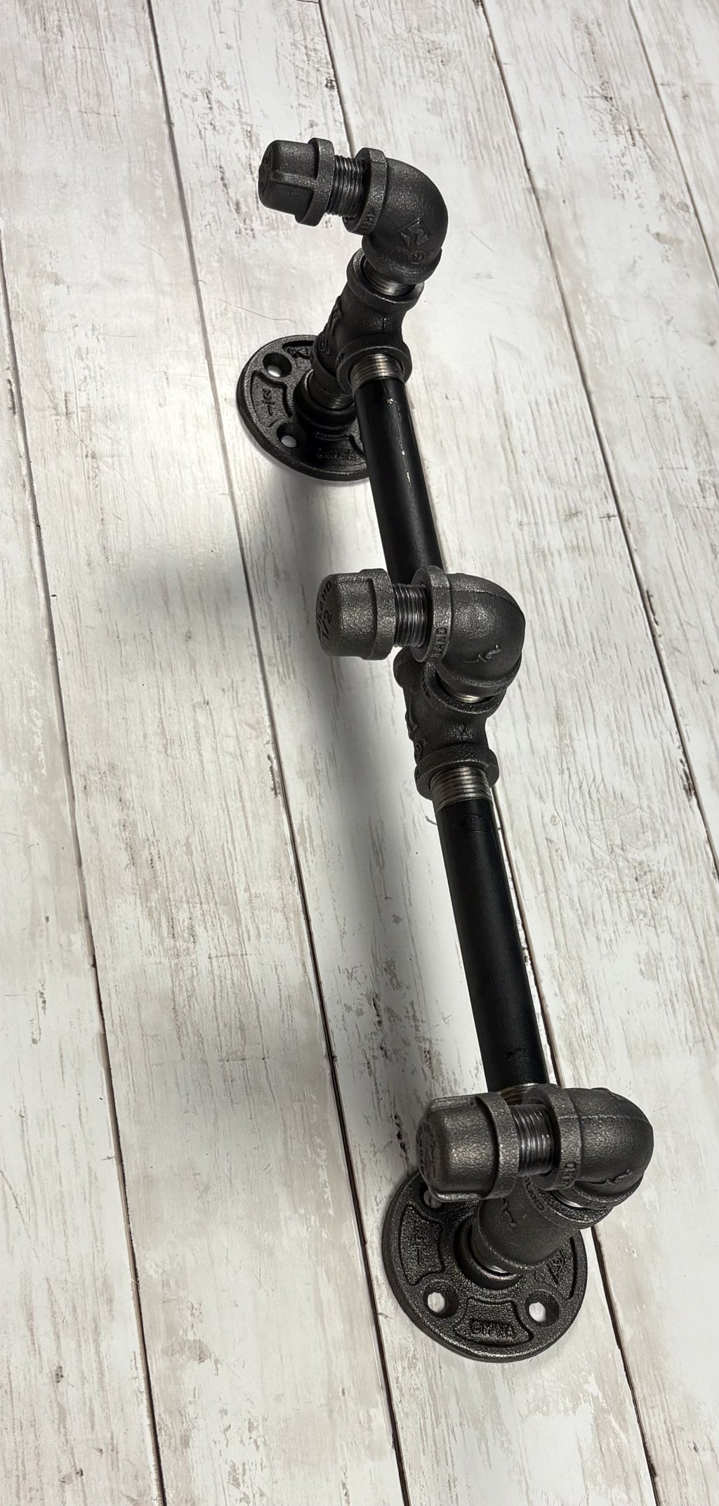 Industrial Pipe Triple Wall Hook Rack