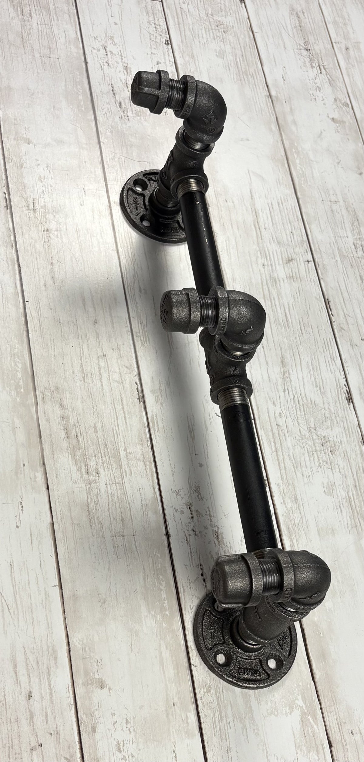 Industrial Pipe Triple Wall Hook Rack