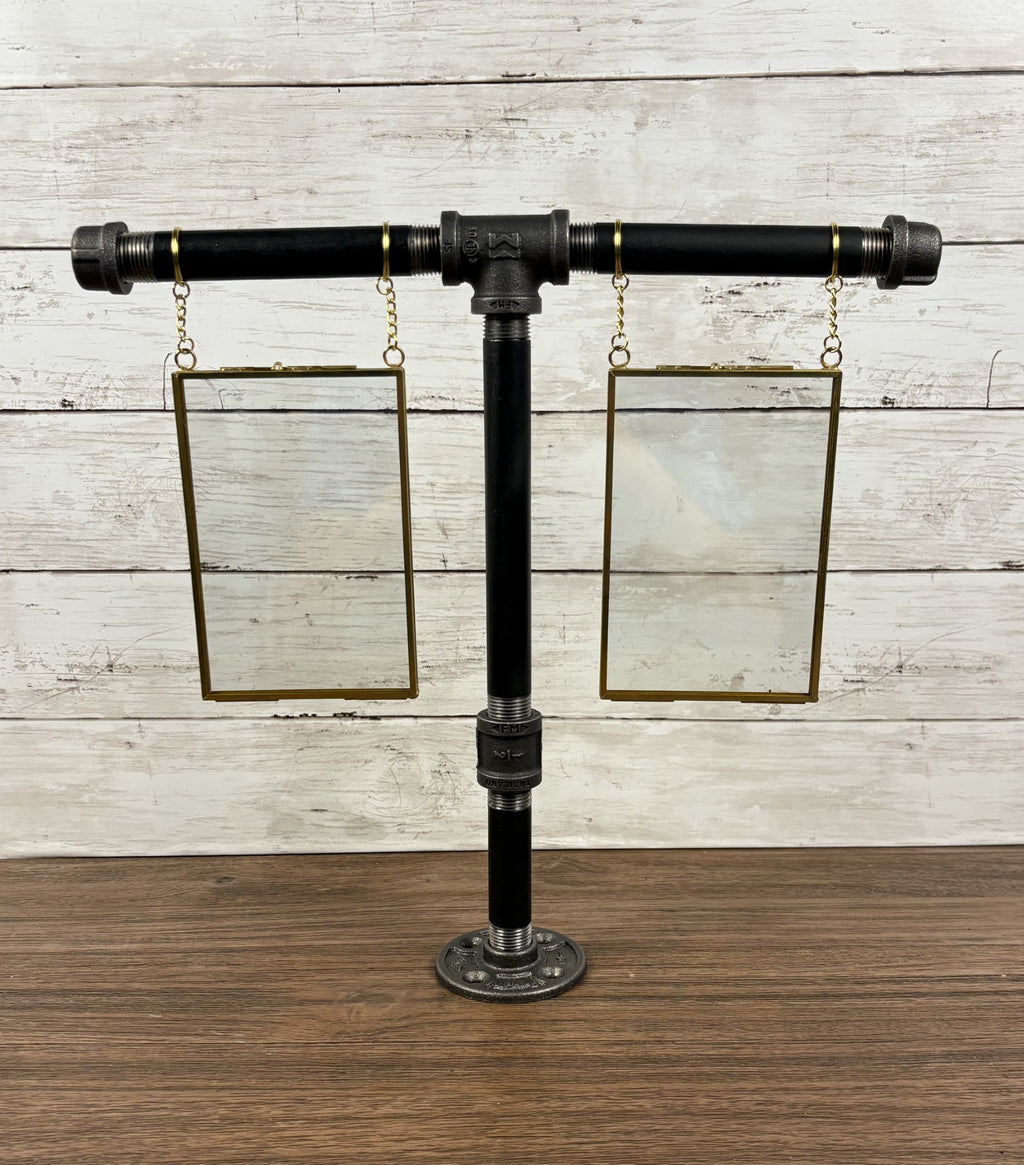 Black Iron Pipe Double 4×6 Picture Frame Display Stand