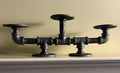Black Iron Pipe Triple Candle Holder