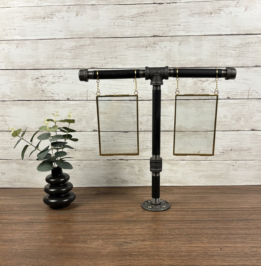Black Iron Pipe Double 4×6 Picture Frame Display Stand