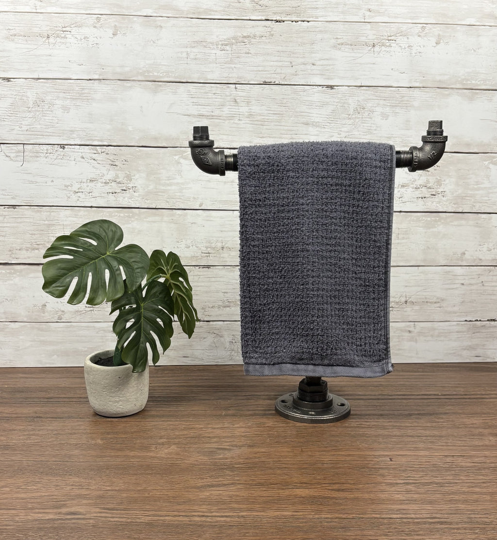 Black Iron Pipe Freestanding Towel Holder