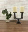 Black Iron Pipe Double Candle Holder