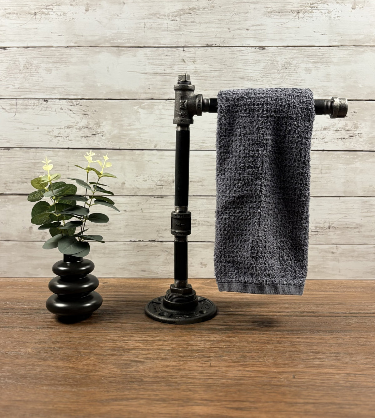 Black Iron Pipe Freestanding Hand Towel Holder