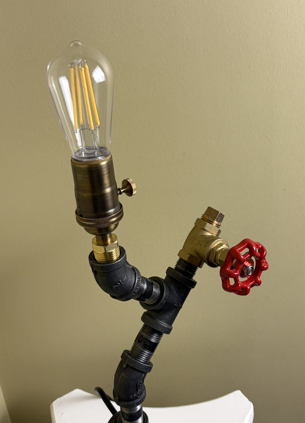 Black Iron Table Lamp with Brass Valve