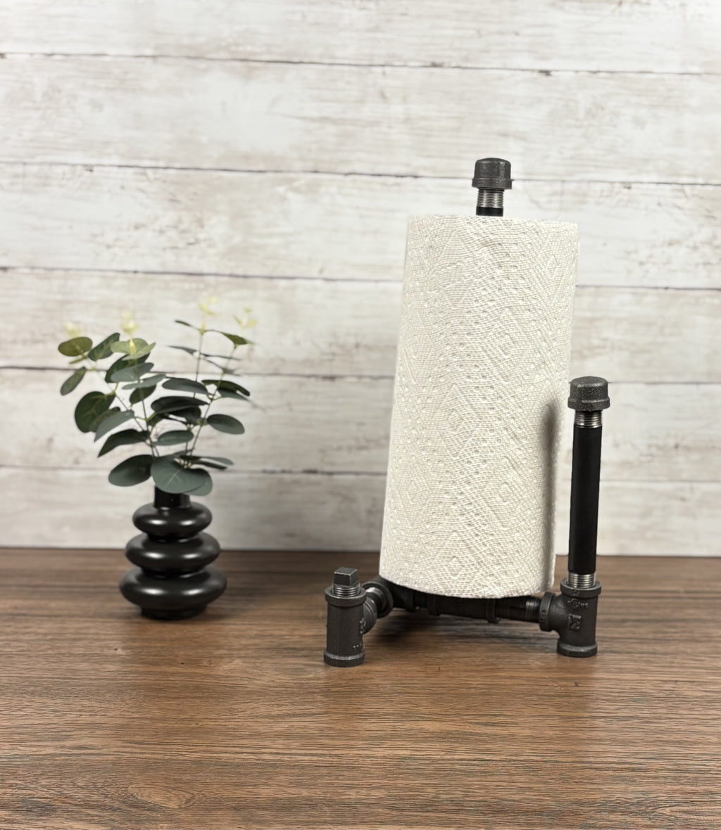 Black Iron Pipe Freestanding Paper Towel Holder