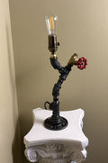 Black Iron Table Lamp with Brass Valve