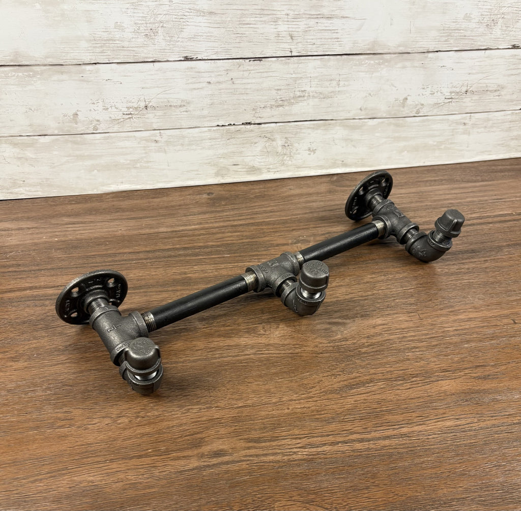 Industrial Pipe Triple Wall Hook Rack