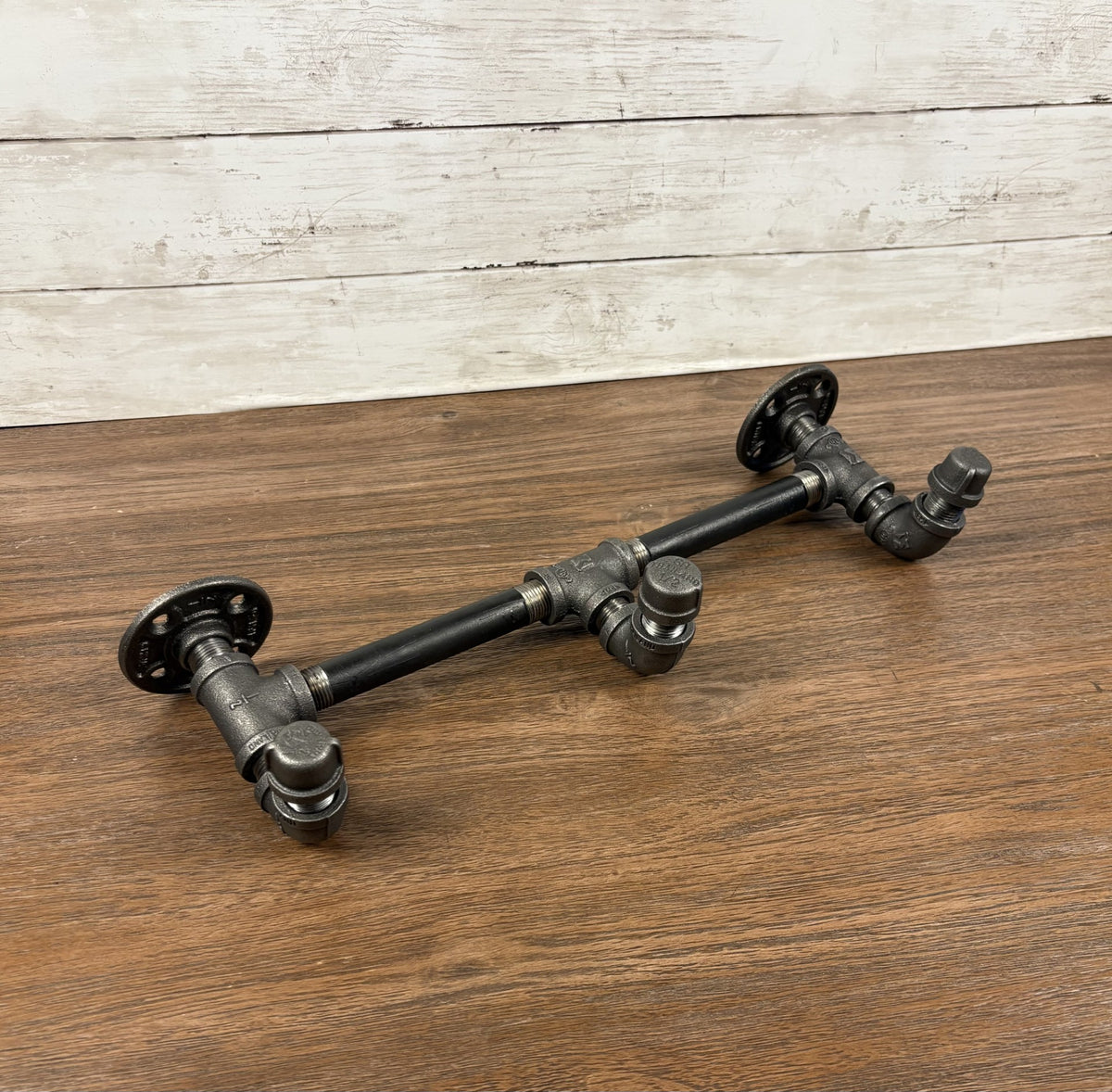 Industrial Pipe Triple Wall Hook Rack