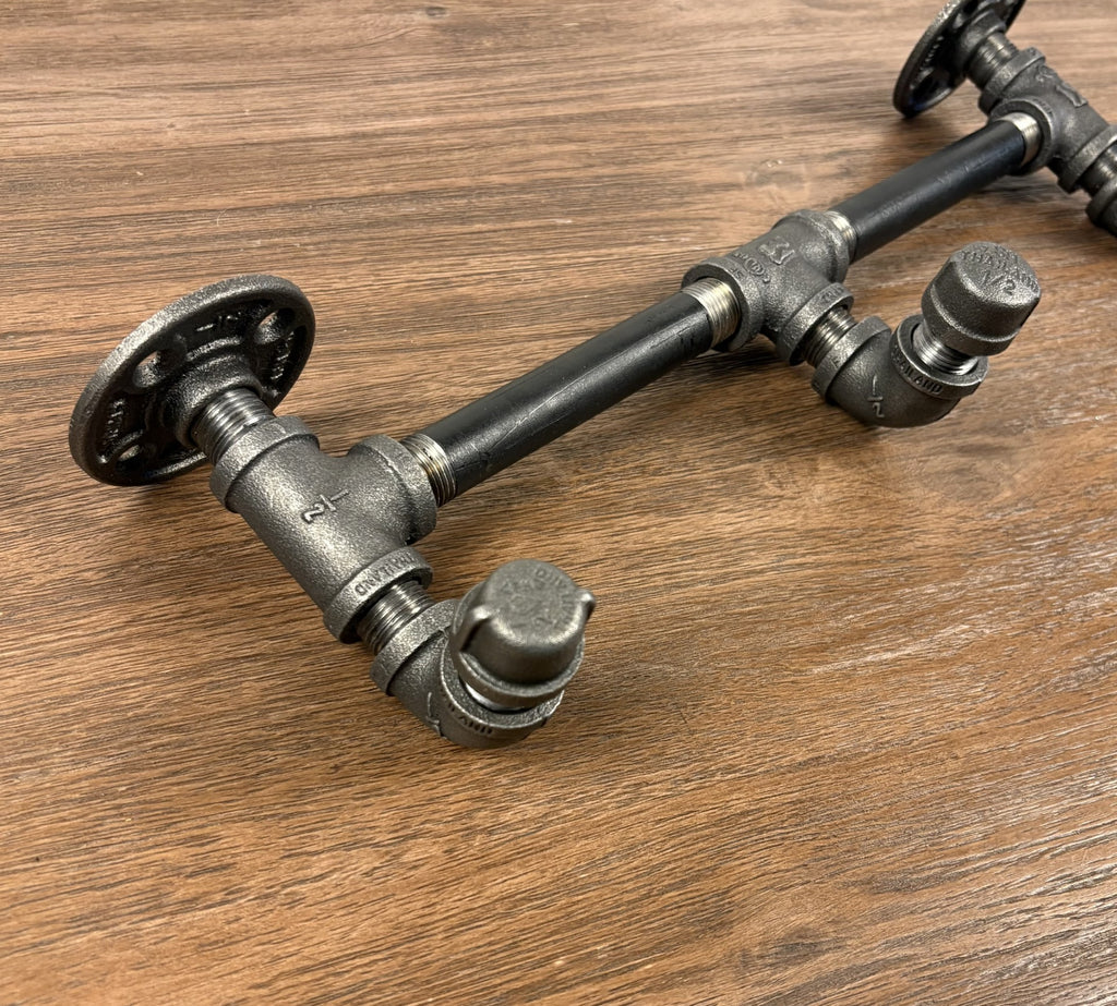 Industrial Pipe Triple Wall Hook Rack
