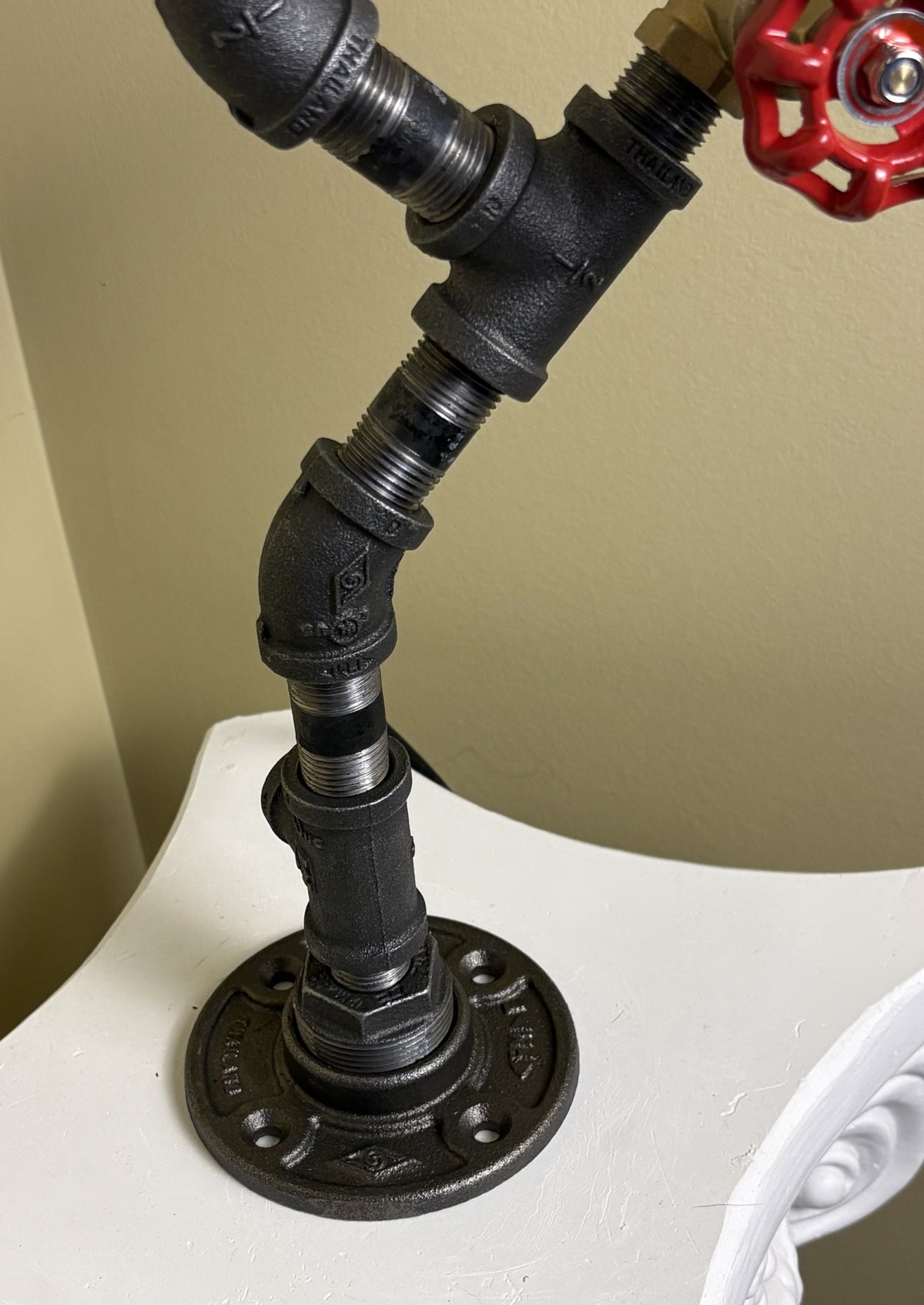 Black Iron Table Lamp with Brass Valve