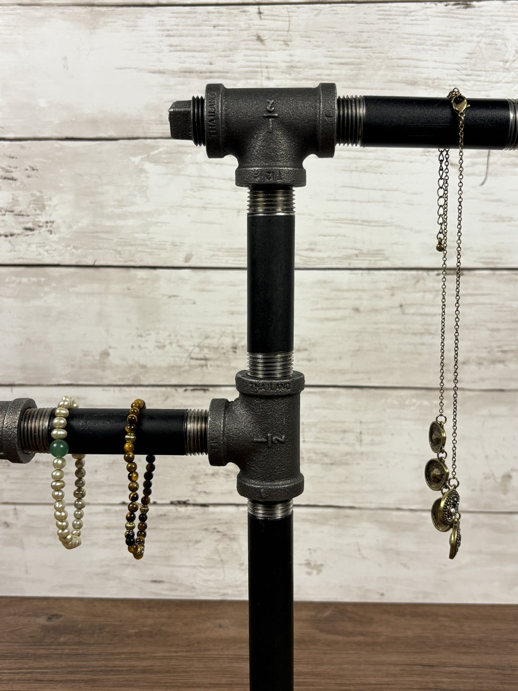 Black Iron Pipe Two-Tier Jewelry Display