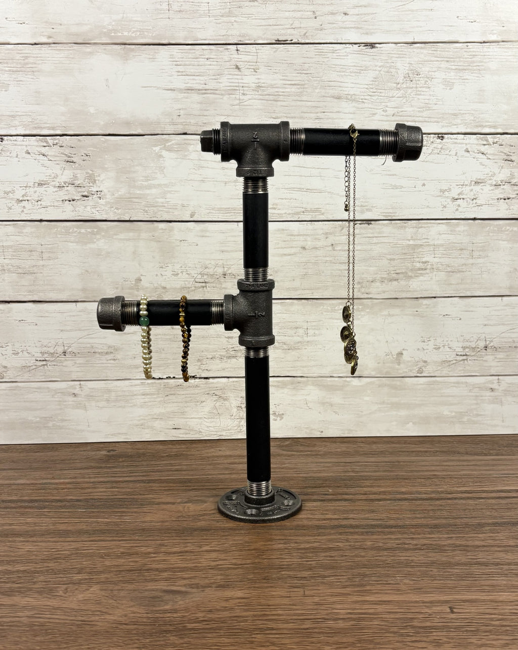 Black Iron Pipe Two-Tier Jewelry Display