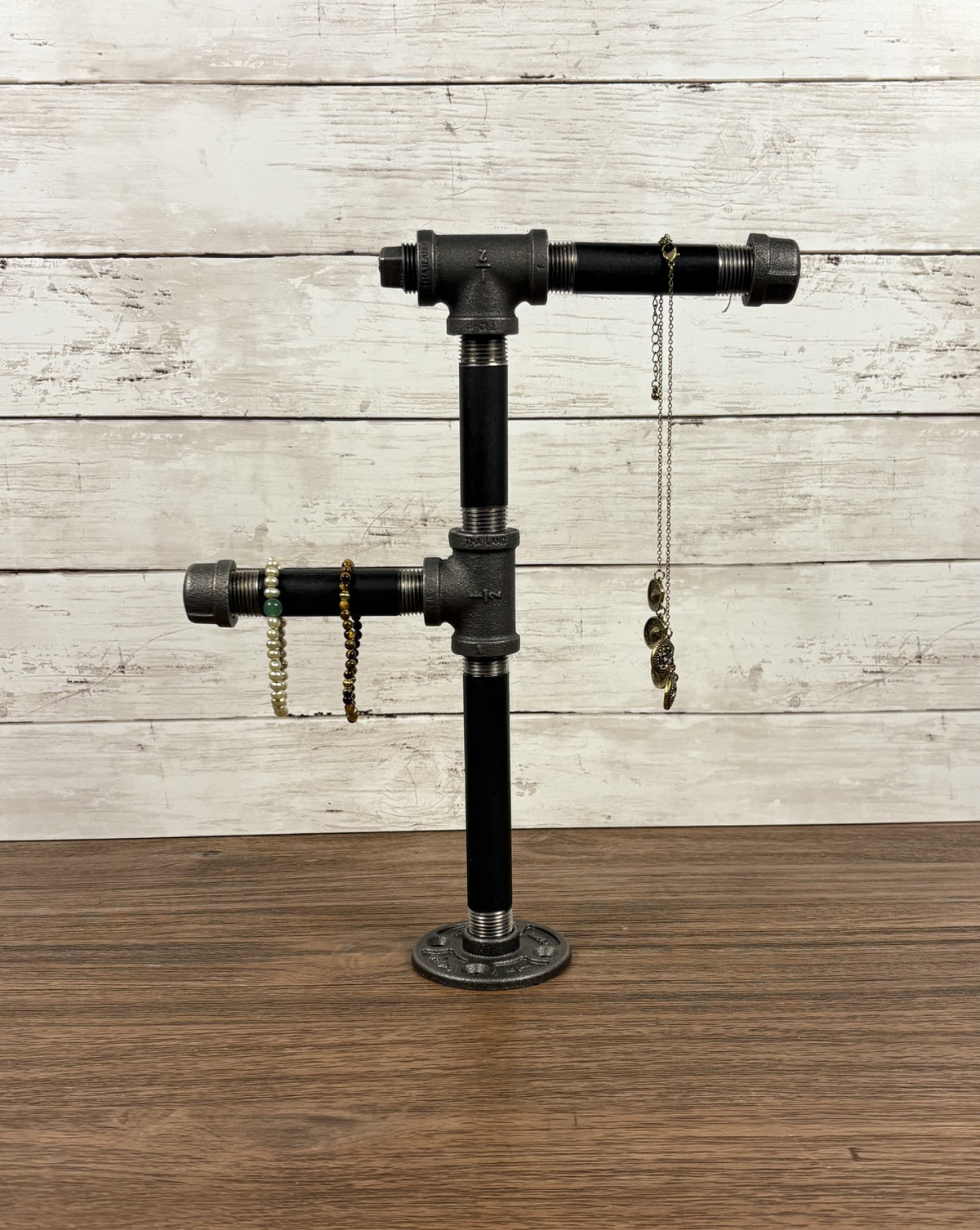 Black Iron Pipe Two-Tier Jewelry Display